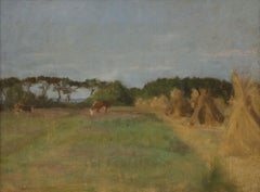 Cecile Hertz-Eyrolles (1875-1974) - Framed Oil, Stooks in Summer Fields