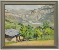 Cecile Hertz-Eyrolles (1875-1974) - Óleo enmarcado, Verano en el chalet de montaña
