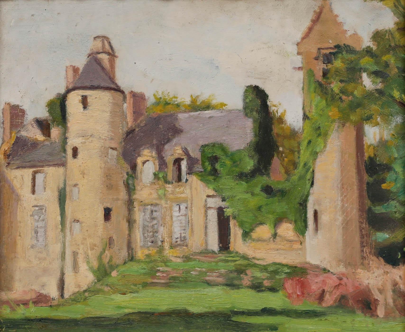 Cecile Hertz-Eyrolles (1875-1974) - Gerahmtes Öl, The Château Towers – Painting von Unknown