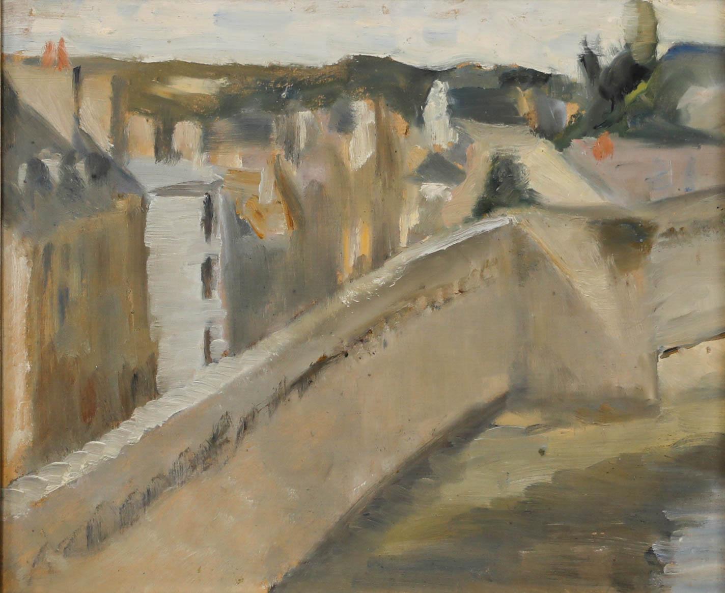Cecile Hertz-Eyrolles (1875-1974) - Huile encadrée, vue des ramparts - Painting de Unknown