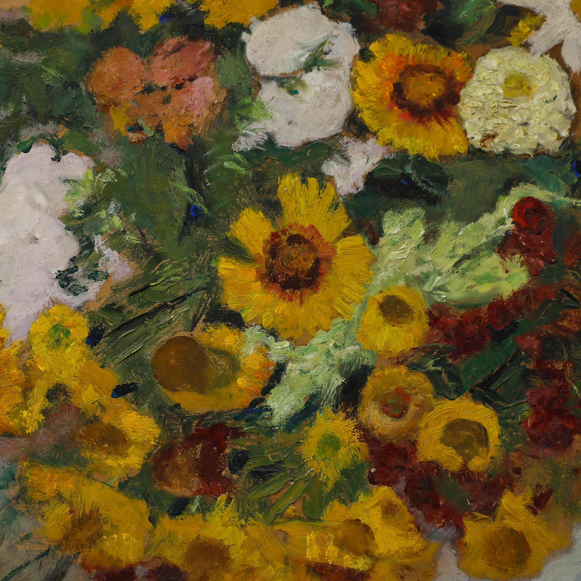 Cecile Hertz-Eyrolles (1875-1974) Gran óleo de mediados del siglo XX, Oda a las flores silvestres en venta 1