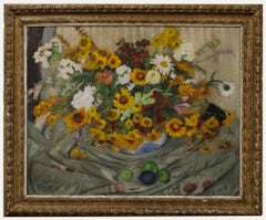 Cecile Hertz-Eyrolles (1875-1974) Gran óleo de mediados del siglo XX, Oda a las flores silvestres