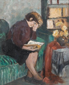 Cecile Hertz-Eyrolles (1875-1974) - Mid 20th Century Oil, A Moment to Read
