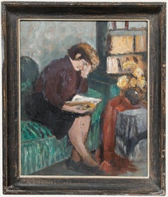 Cecile Hertz-Eyrolles (1875-1974) - Öl aus der Mitte des 20. Jahrhunderts, Ein Moment zum Lesen