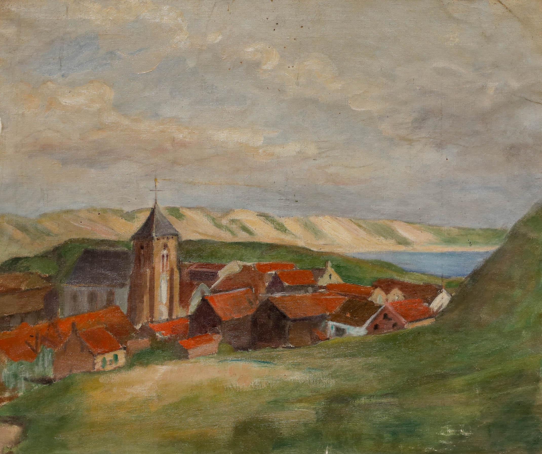Cecile Hertz-Eyrolles (1875-1974) - Óleo de mediados del siglo XX, Un pueblo de Normandía - Painting de Unknown