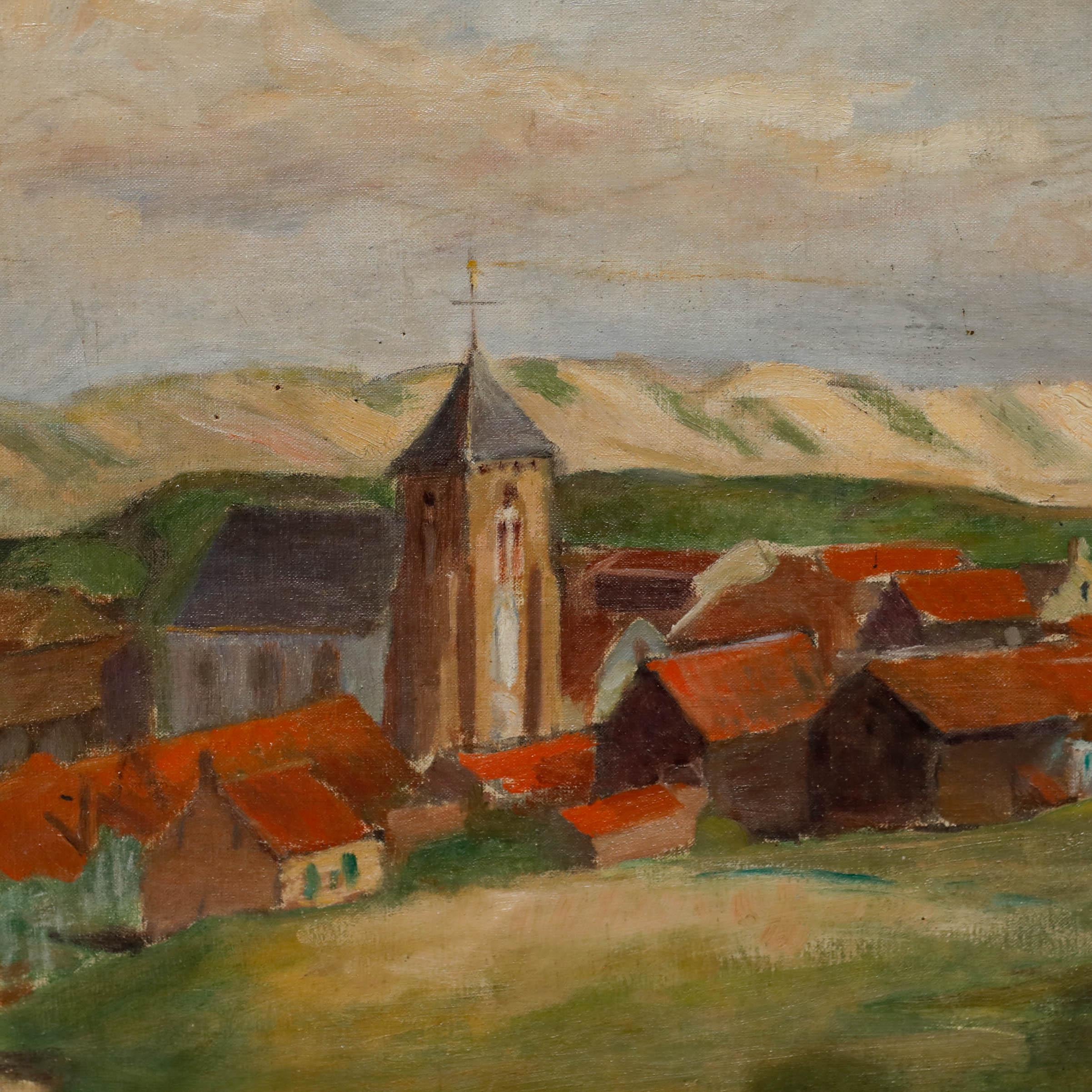 Cecile Hertz-Eyrolles (1875-1974) - Óleo de mediados del siglo XX, Un pueblo de Normandía en venta 1