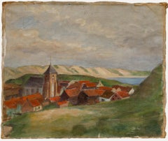 Cecile Hertz-Eyrolles (1875-1974) - Ölgemälde, Ein Dorf in der Normandie, Mitte des 20. Jahrhunderts