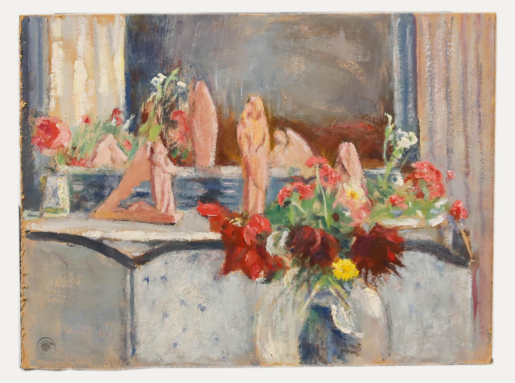 Cecile Hertz-Eyrolles (1875-1974) - Ölgemälde, Sessel Pose, Mitte des 20. Jahrhunderts (Braun), Portrait Painting, von Unknown