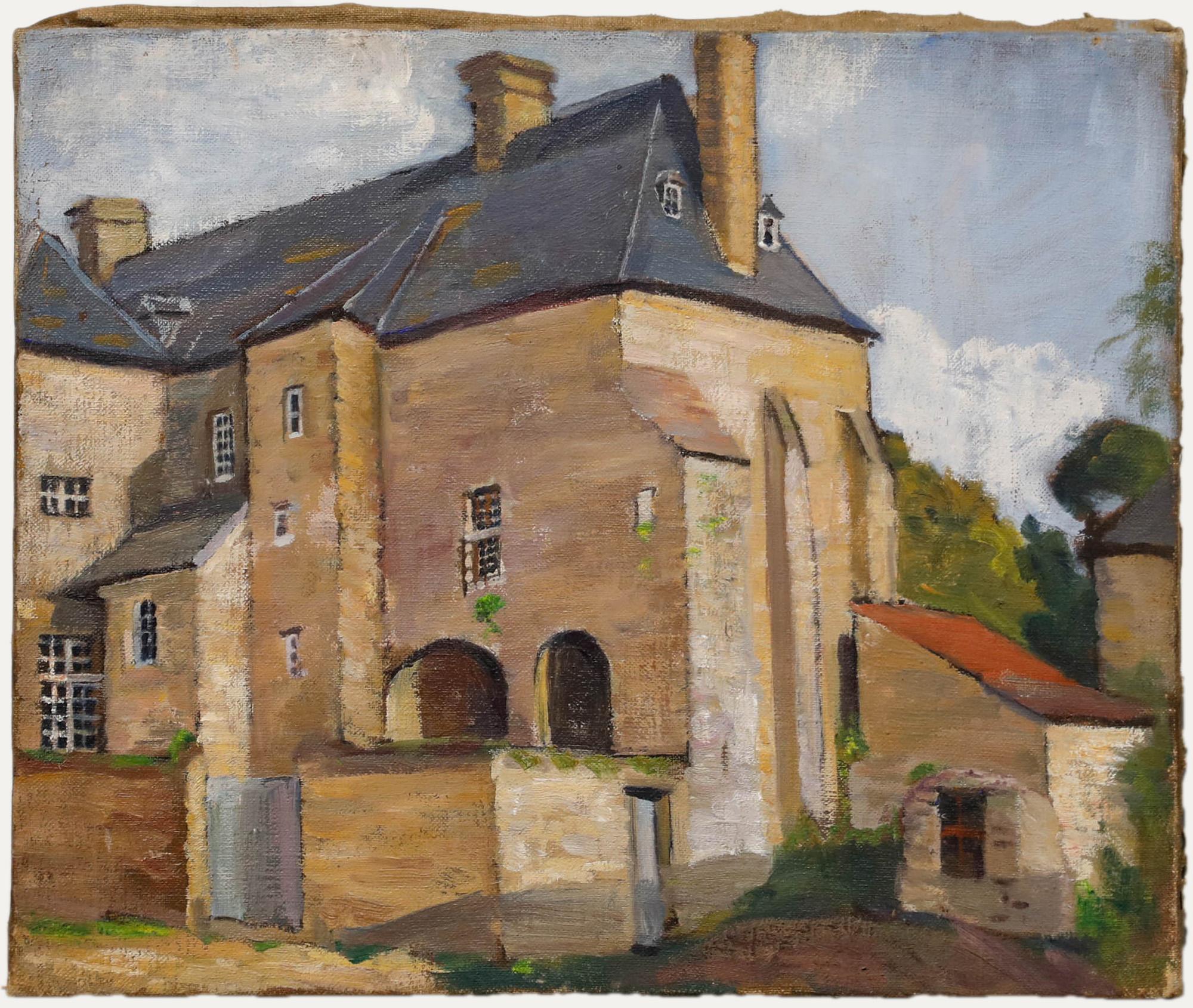 Landscape Painting di Unknown - Cecil Hertz-Eyrolles (1875-1974) - Olio della metà del XX secolo, Beynac, Francia