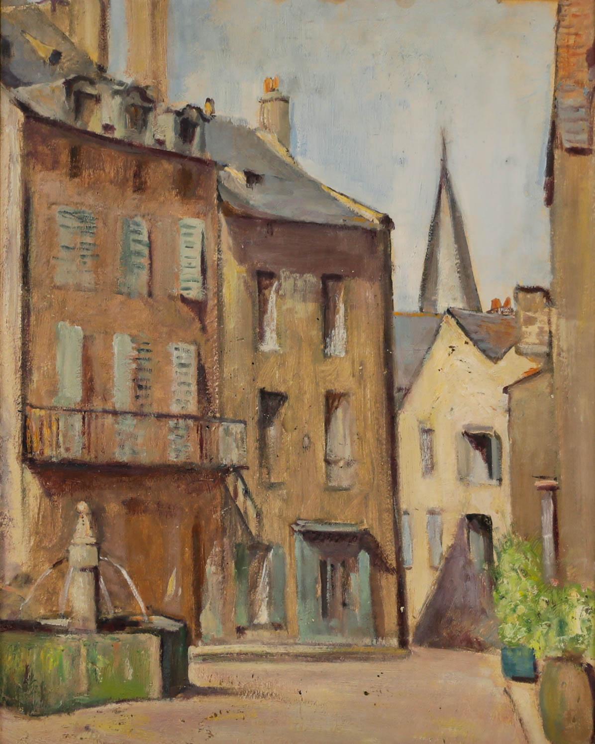 Cecile Hertz-Eyrolles (1875-1974) – Ölgemälde, von The Fountain, Mitte des 20. Jahrhunderts – Painting von Unknown