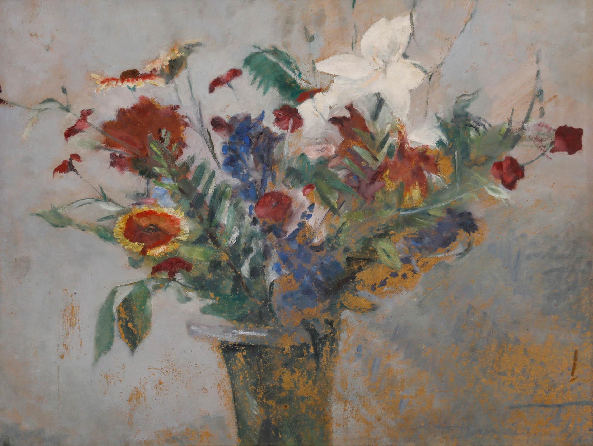 Cecile Hertz-Eyrolles (1875-1974) - Öl, Echinacea und Lilien, Mitte des 20. Jahrhunderts – Painting von Unknown