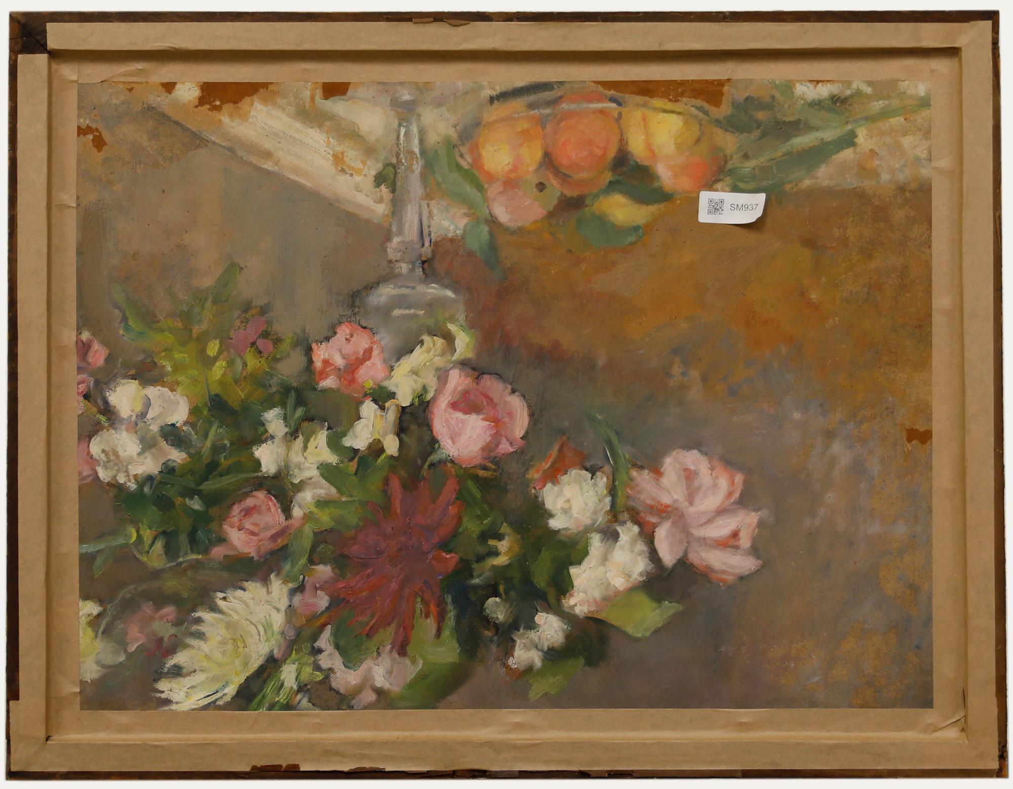 Cecile Hertz-Eyrolles (1875-1974) - Öl, Echinacea und Lilien, Mitte des 20. Jahrhunderts (Braun), Still-Life Painting, von Unknown