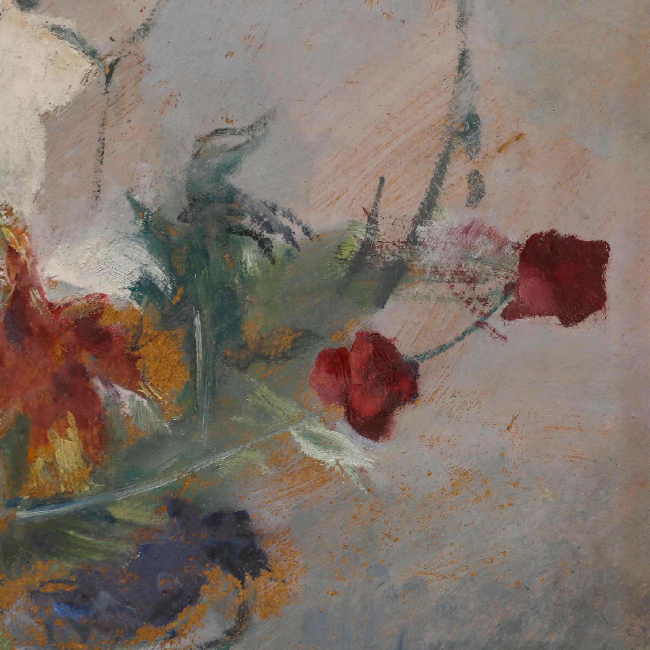 Cecile Hertz-Eyrolles (1875-1974) - Öl, Echinacea und Lilien, Mitte des 20. Jahrhunderts im Angebot 1