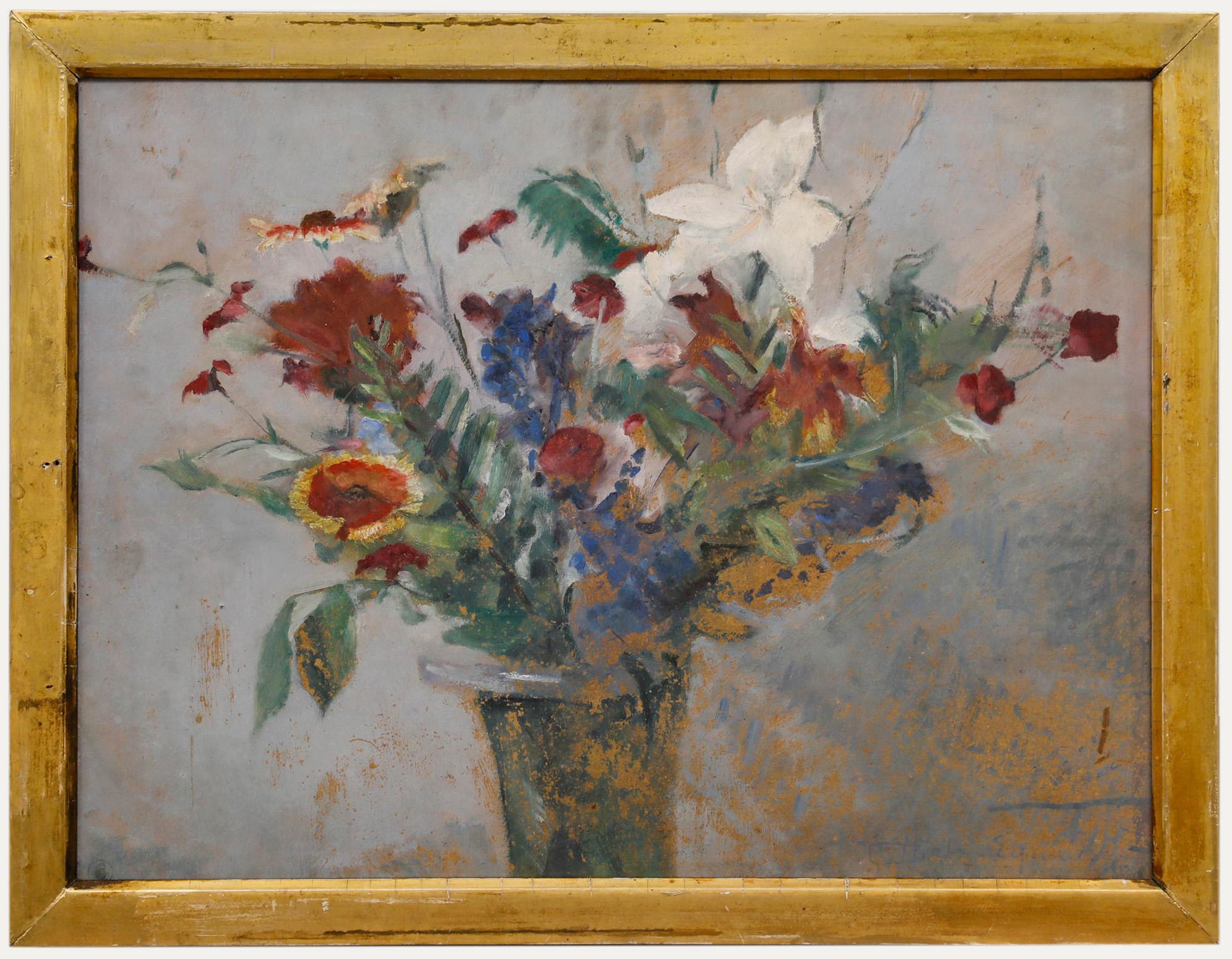 Cecile Hertz-Eyrolles (1875-1974) - Mid 20th Century Oil, Echinacea and Lilies