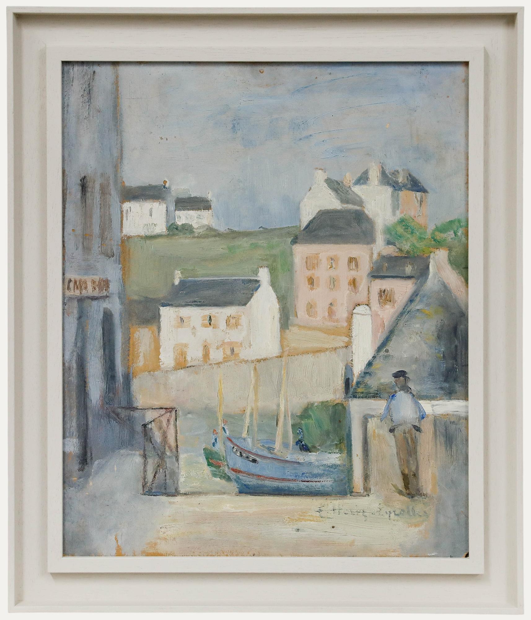 Cecile Hertz-Eyrolles (1875-1974) - Mid 20th Century Oil, Fishing Village