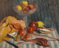 Cecile Hertz-Eyrolles (1875-1974) - Mid 20th Century Oil, Fruit and Fish