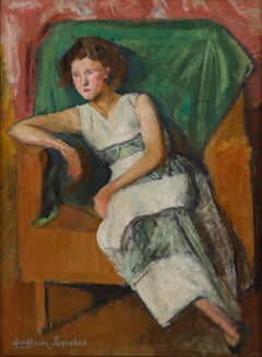 Cecile Hertz-Eyrolles (1875-1974) - Huile du milieu du 20e siècle, Lady on Green