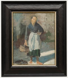 Cecile Hertz-Eyrolles (1875-1974) - Mid 20th Century Oil, Lady with Basket