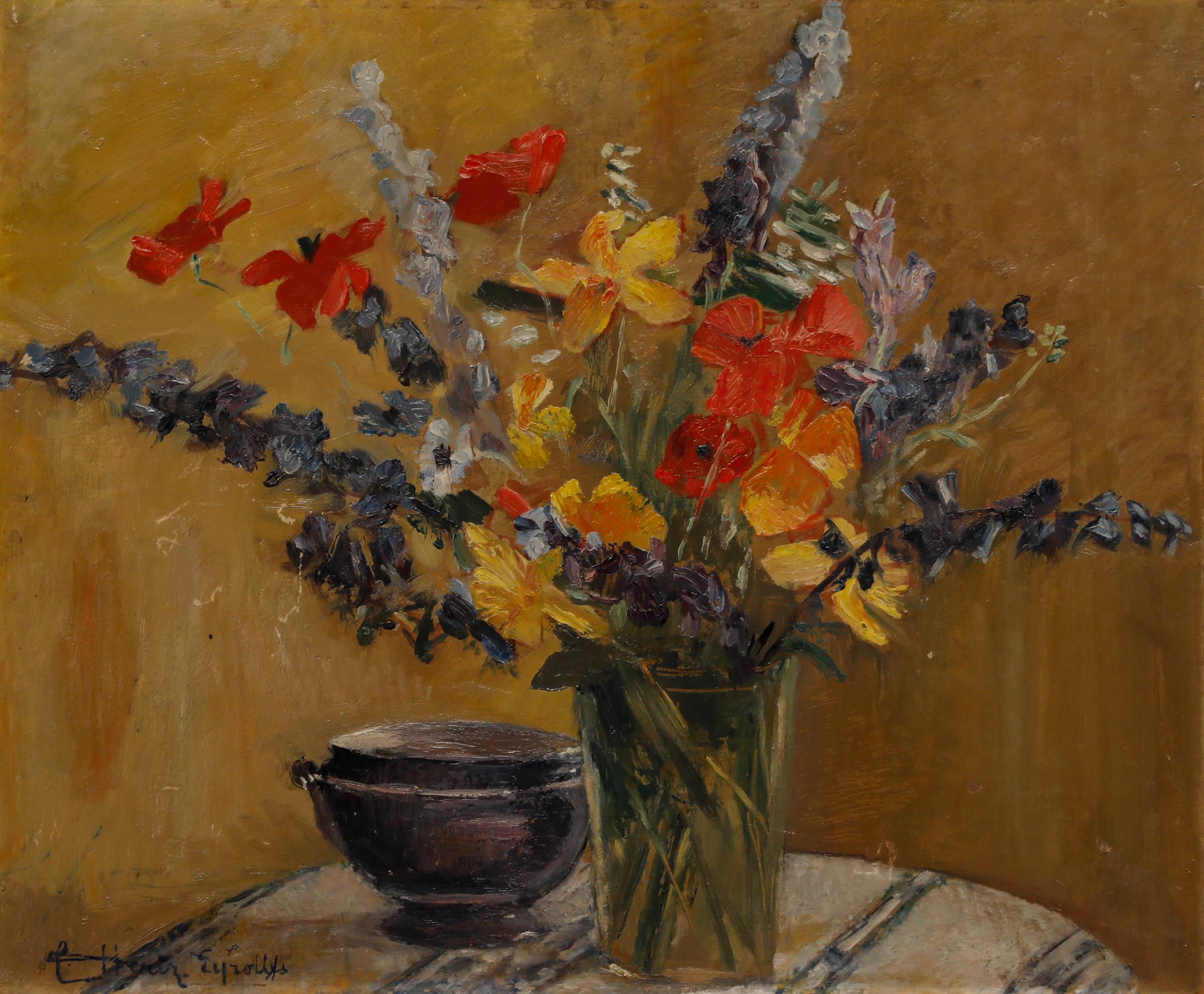Cecile Hertz-Eyrolles (1875-1974) - Óleo de mediados del siglo XX, Flores de finales de verano - Painting de Unknown