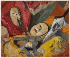 Cecile Hertz-Eyrolles (1875-1974) - Mid 20th Century Oil, Masks