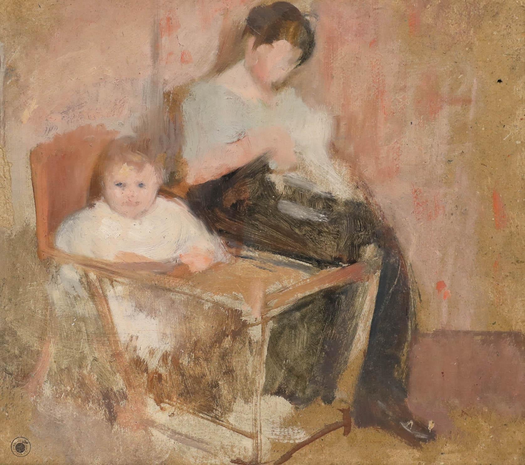 Cecile Hertz-Eyrolles (1875-1974) - Mitte 20. Jahrhundert Öl, Mutter und Kind – Painting von Unknown