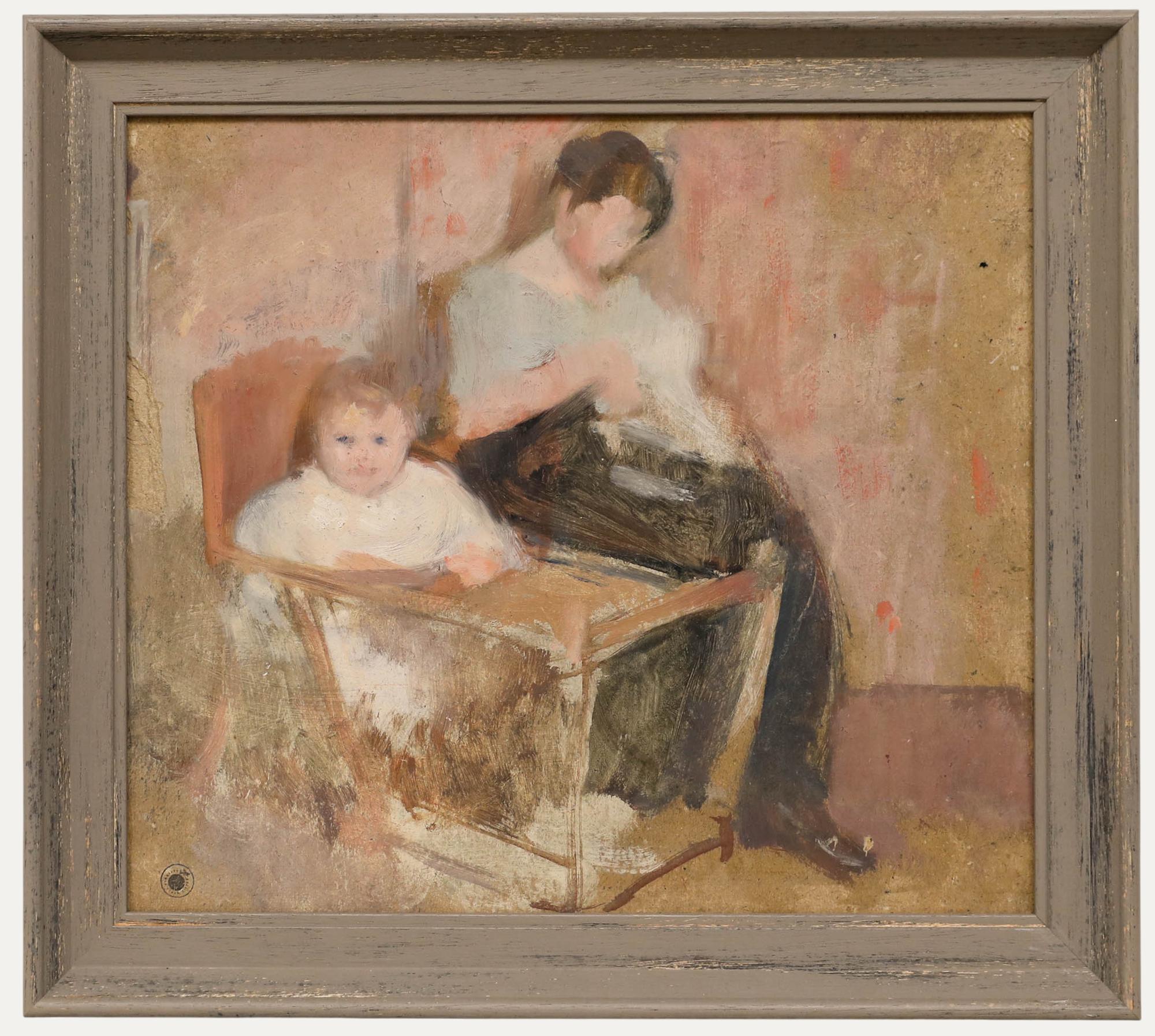 Cecile Hertz-Eyrolles (1875-1974) - Mid 20th Century Oil, Mother and Child