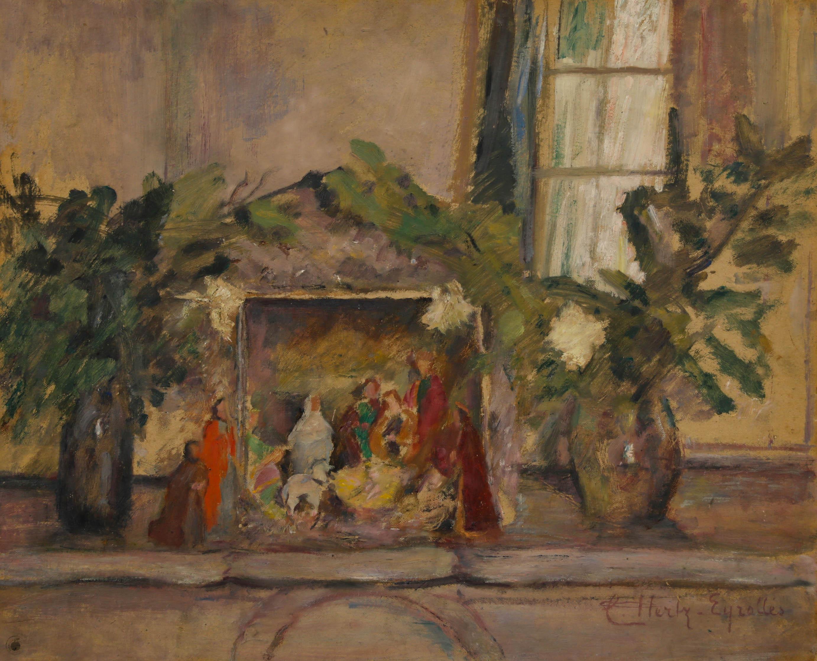 Cecile Hertz-Eyrolles (1875-1974) - Ölgemälde, Nativity Ornamente aus der Mitte des 20. Jahrhunderts – Painting von Unknown