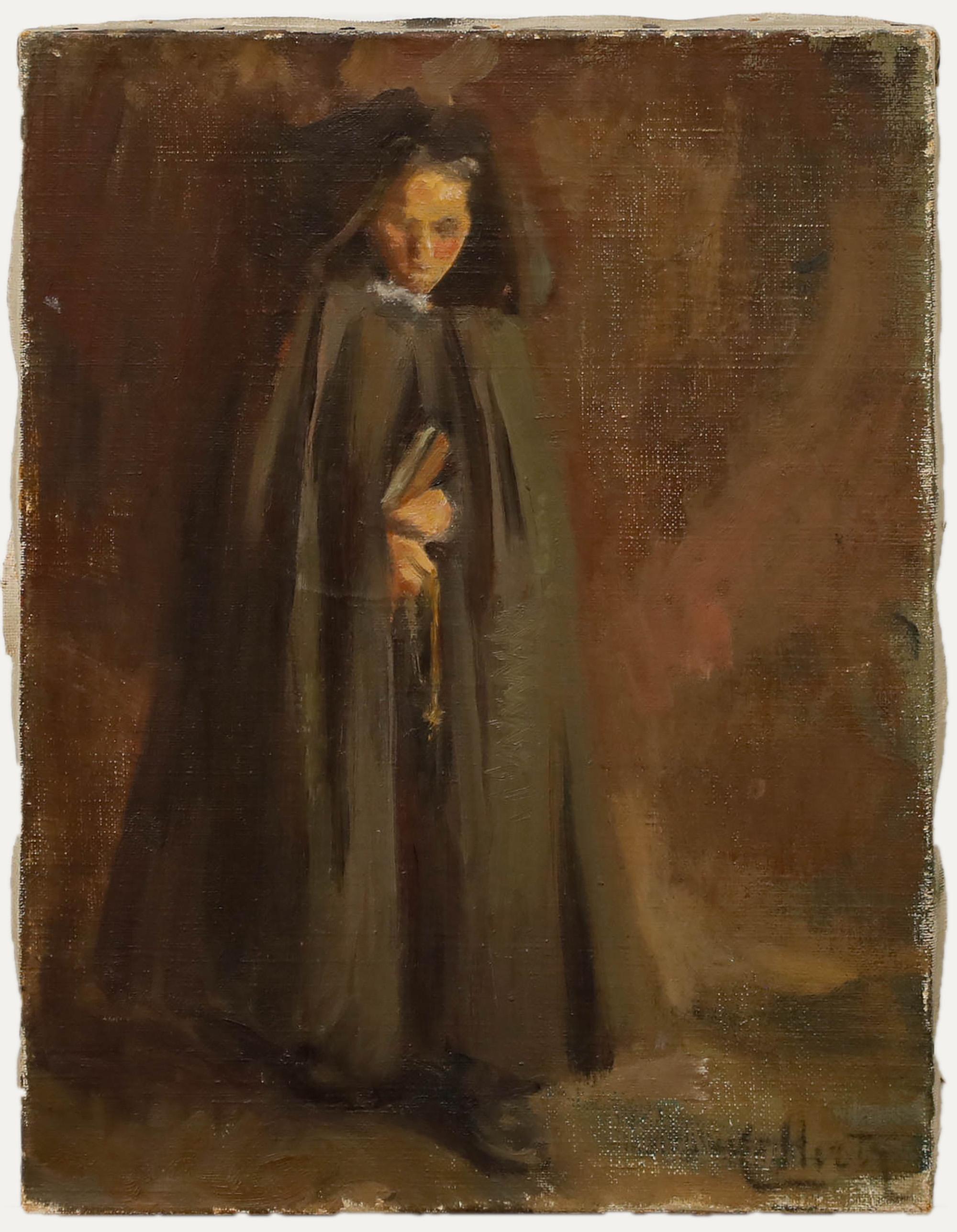 Unknown Portrait Painting - Cecile Hertz-Eyrolles (1875-1974) - Mid 20th Century Oil, Portrait of a Nun