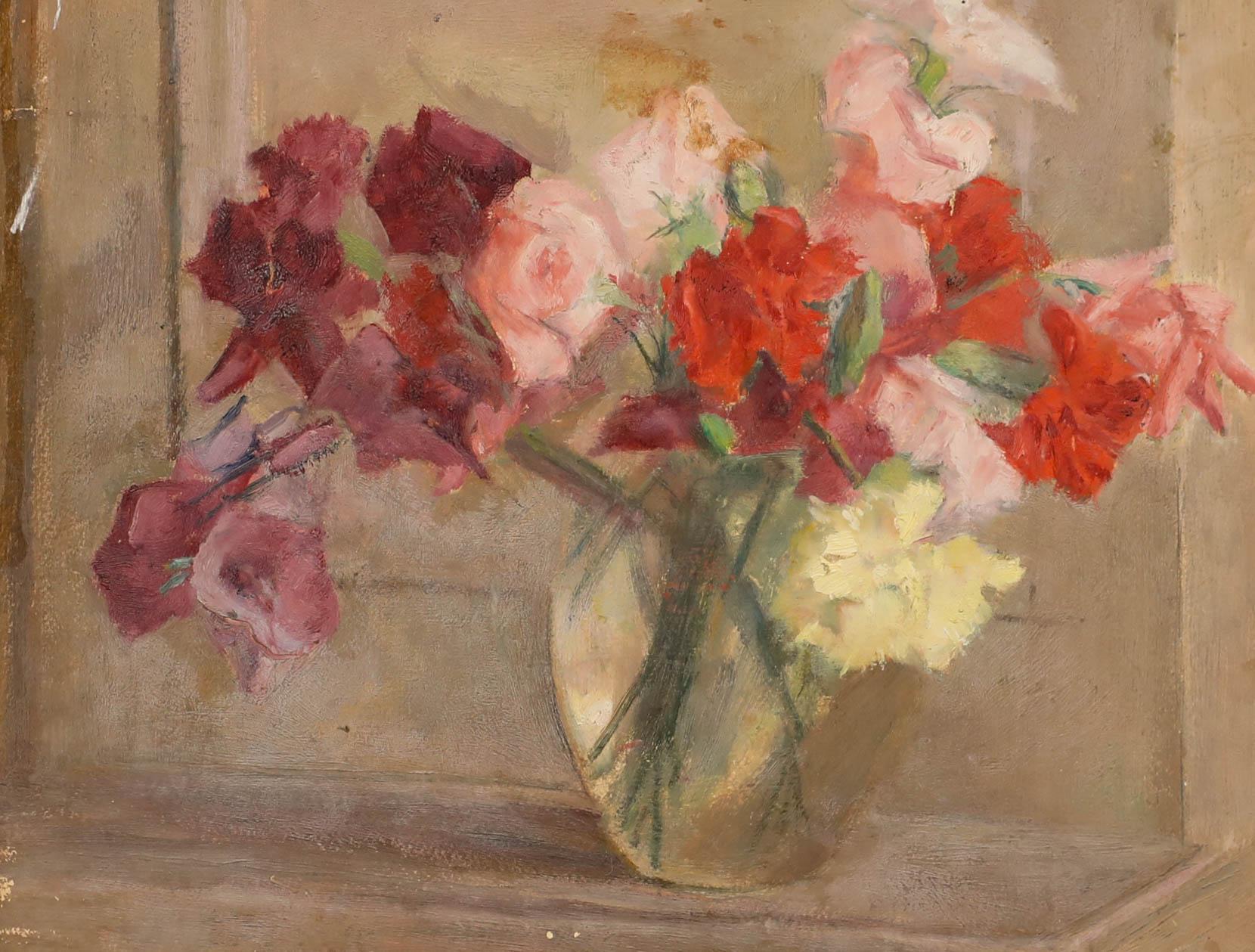 Cecile Hertz-Eyrolles (1875-1974) - Mitte 20. Jahrhundert Öl, Frühlingsblumen in Vase – Painting von Unknown