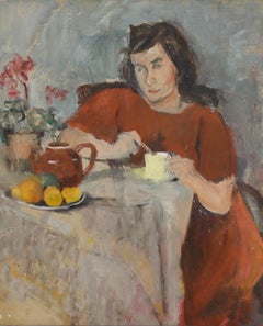 Cecile Hertz-Eyrolles (1875-1974) - Mid 20th Century Oil, Stirring Tea