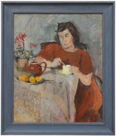 Cecile Hertz-Eyrolles (1875-1974) - Mid 20th Century Oil, Stirring Tea