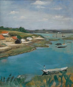 Cecile Hertz-Eyrolles (1875-1974) - Mid 20th Century Oil, Summer by the Bay