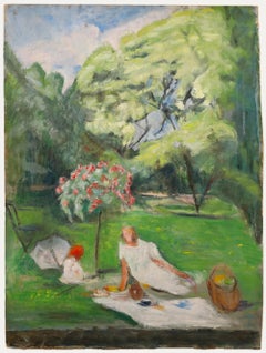 Cecile Hertz-Eyrolles (1875-1974) - Mid 20th Century Oil, Summer Picnic