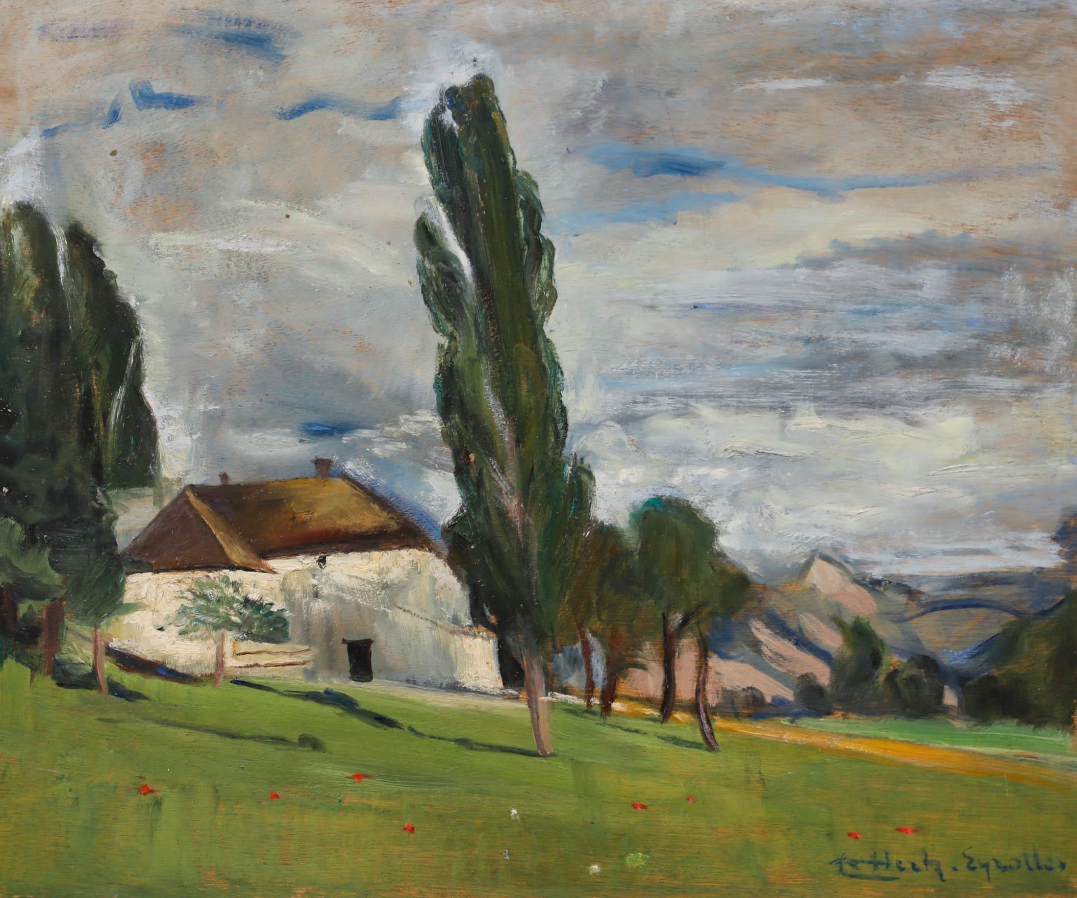 Cecile Hertz-Eyrolles (1875-1974) – Ölgemälde aus der Mitte des 20. Jahrhunderts, Ansicht aus dem Studio – Painting von Unknown