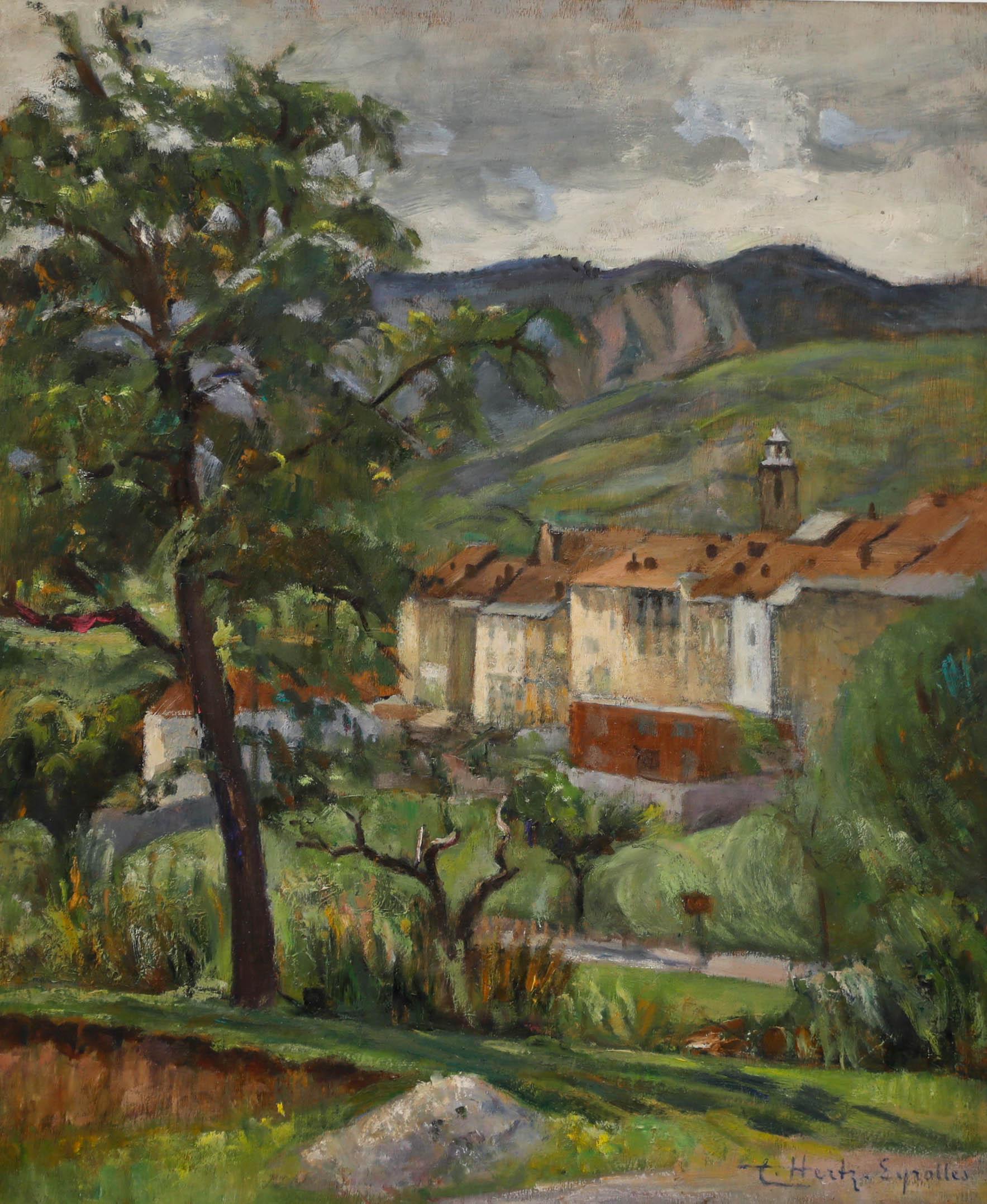 Cecile Hertz-Eyrolles (1875-1974) - Óleo de mediados del siglo XX, Vista del valle - Painting de Unknown