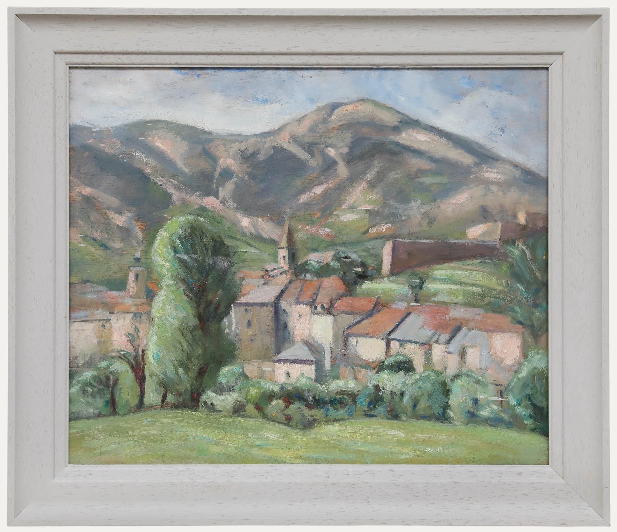 Cecile Hertz-Eyrolles (1875-1974) - Mid 20th Century Oil, Village in the Alps