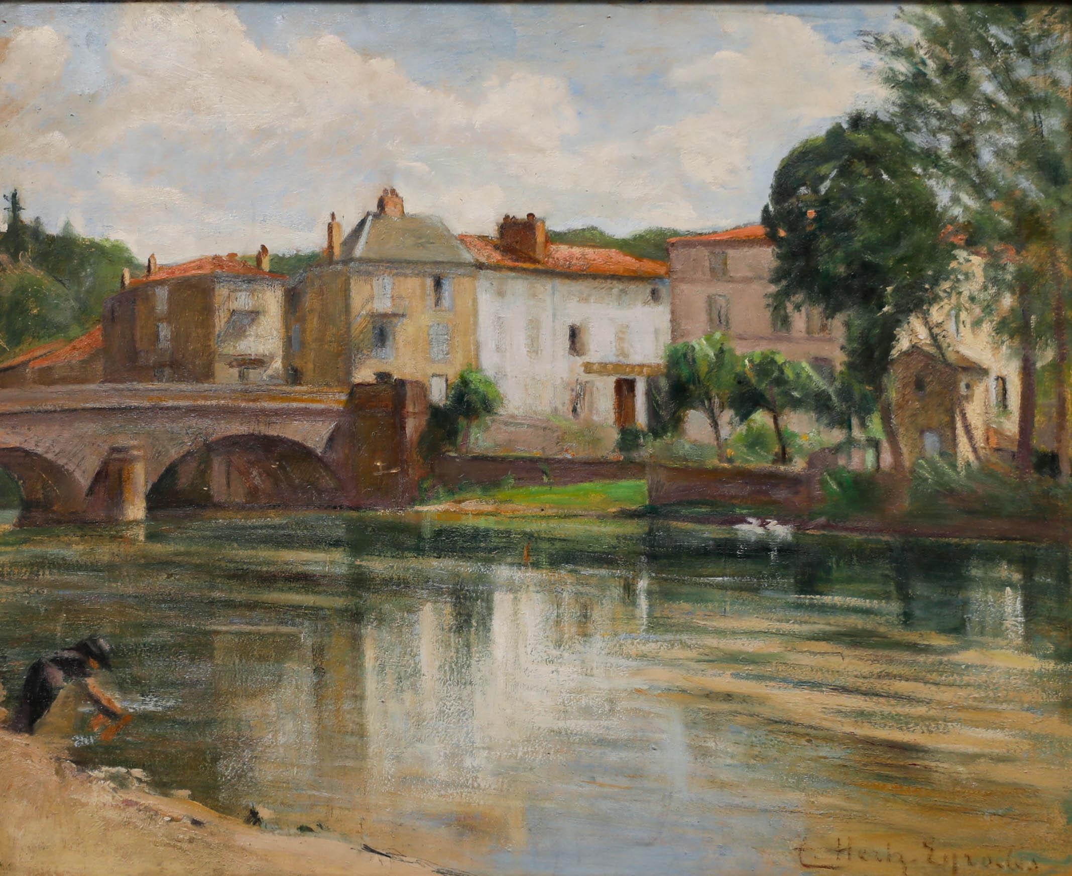 Cecile Hertz-Eyrolles (1875-1974) - Ölgemälde, Waschung am Flusss, Mitte des 20. Jahrhunderts – Painting von Unknown