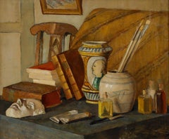 Cecile Hertz-Eyrolles (1875-1974) - Huile, brosses de peinture dans le pot à gingembre
