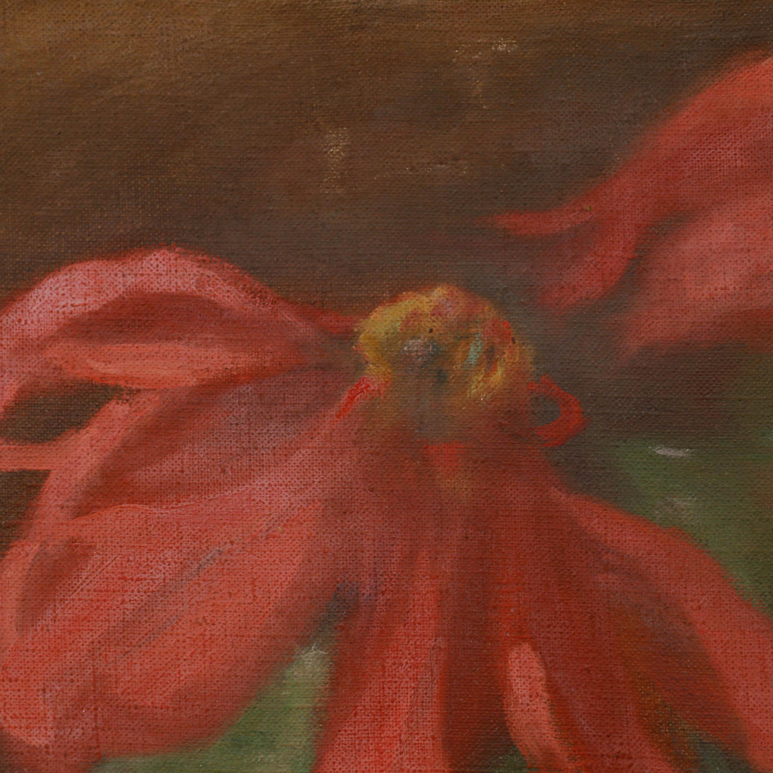 Cecile Hertz-Eyrolles (1875-1974) - Öl, Rosa Kegelblume in einer grünen Vase im Angebot 1