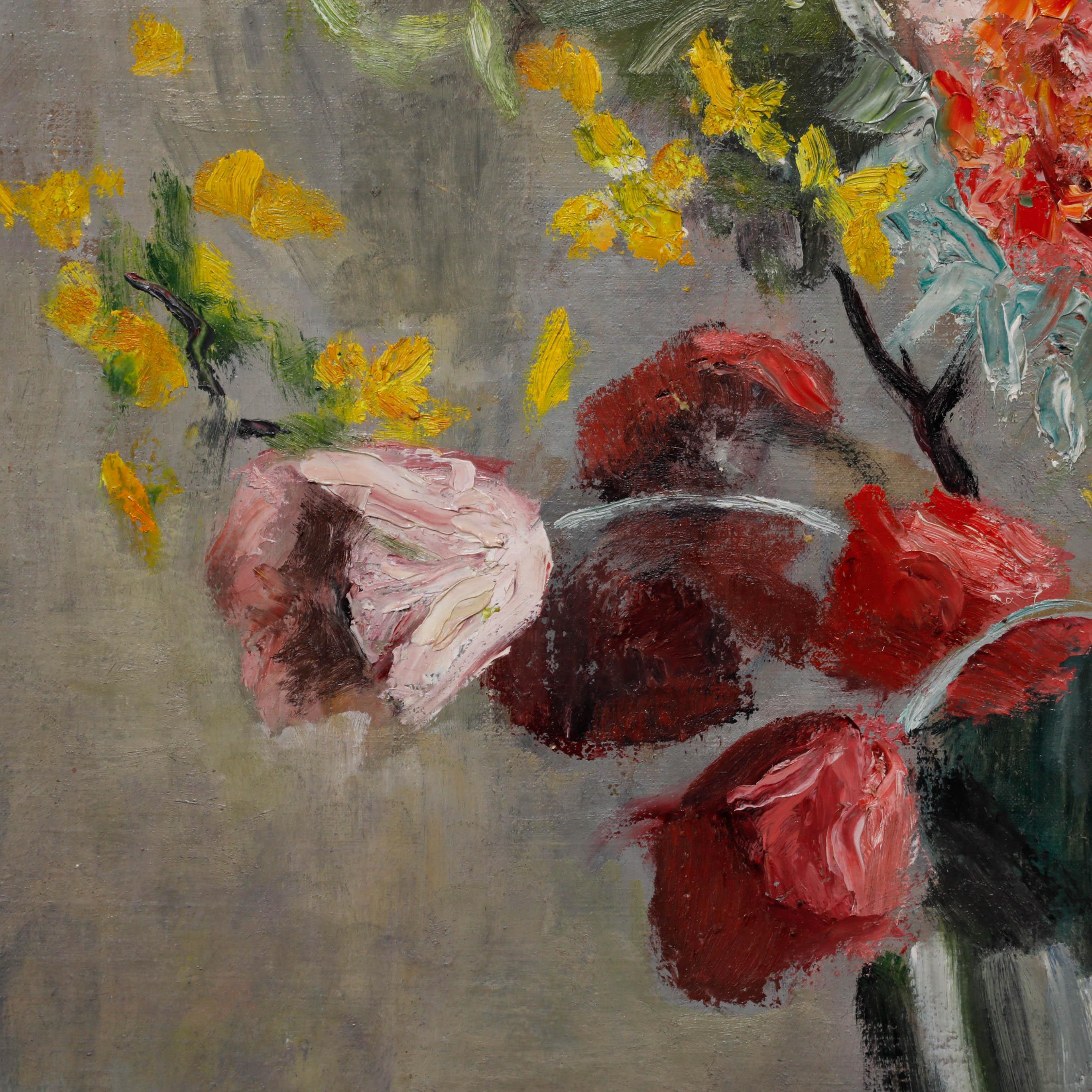 Cecile Hertz-Eyrolles (1875-1974) - Öl, Der rosa-gelbe Blumenstrauß im Angebot 1