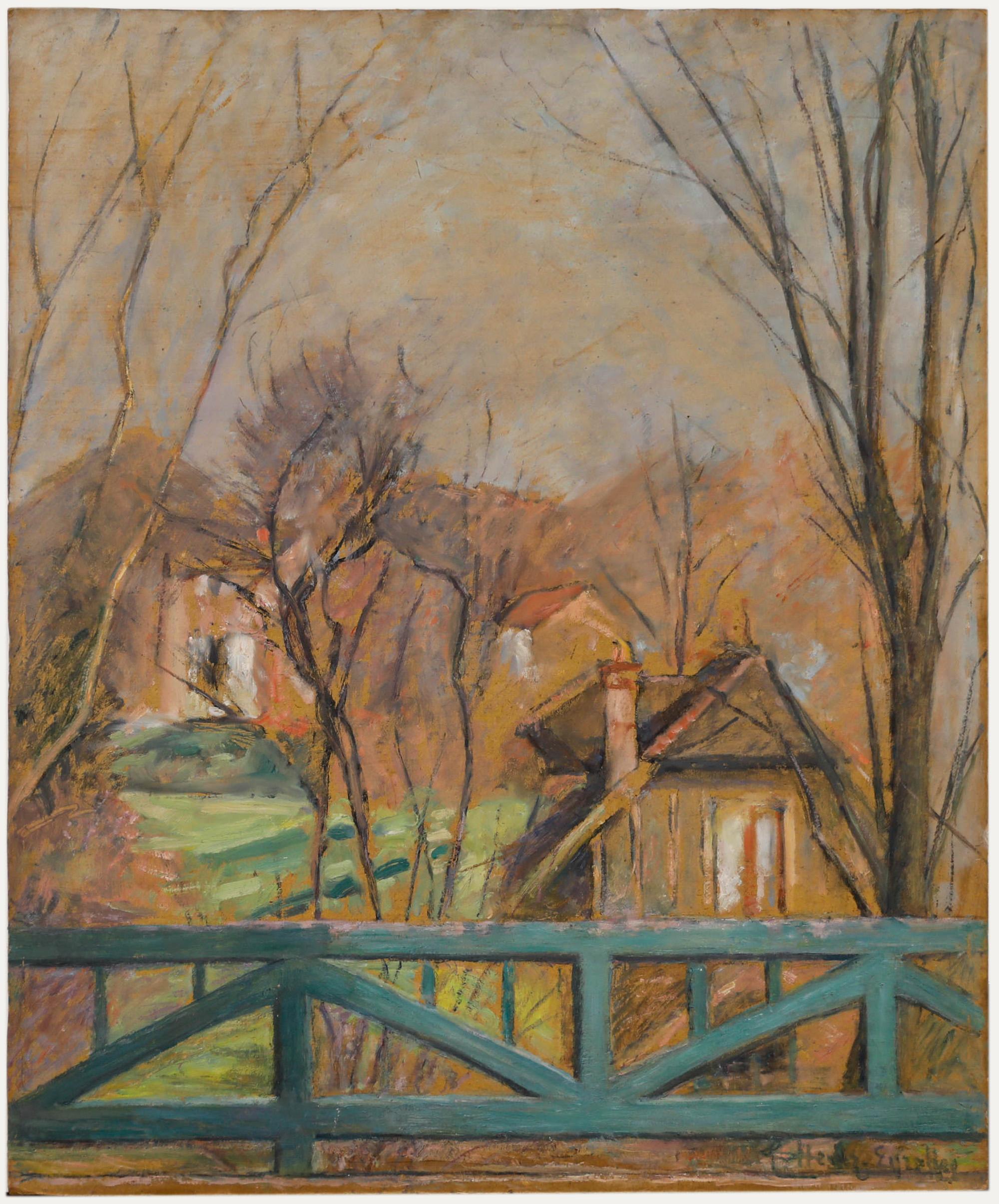 Cecile Hertz-Eyrolles (1875-1974)  Huile, Vue du pont bleu