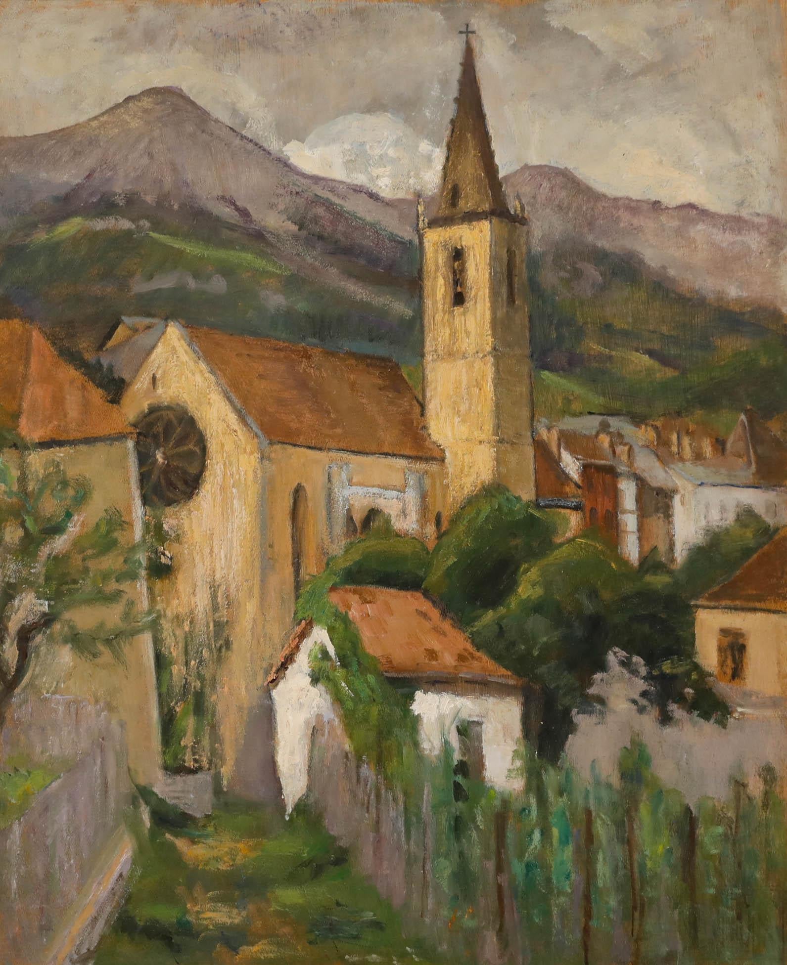 Cecile Hertz-Eyrolles (1875-1974) - Öl, Dorf in den Bergen – Painting von Unknown