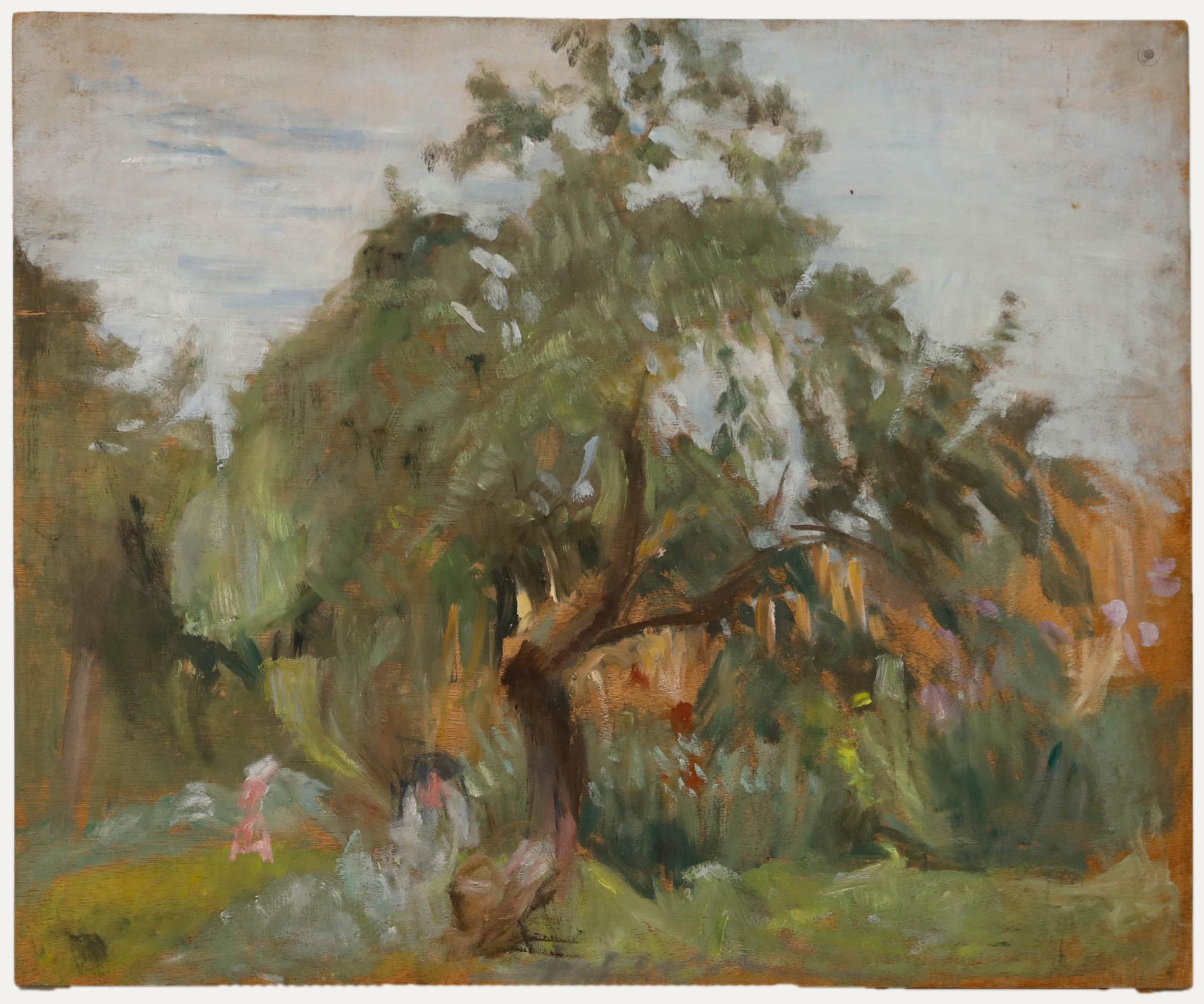 Cecile Hertz-Eyrolles (1875-1974) - Öl, Dorf in den Bergen (Braun), Landscape Painting, von Unknown