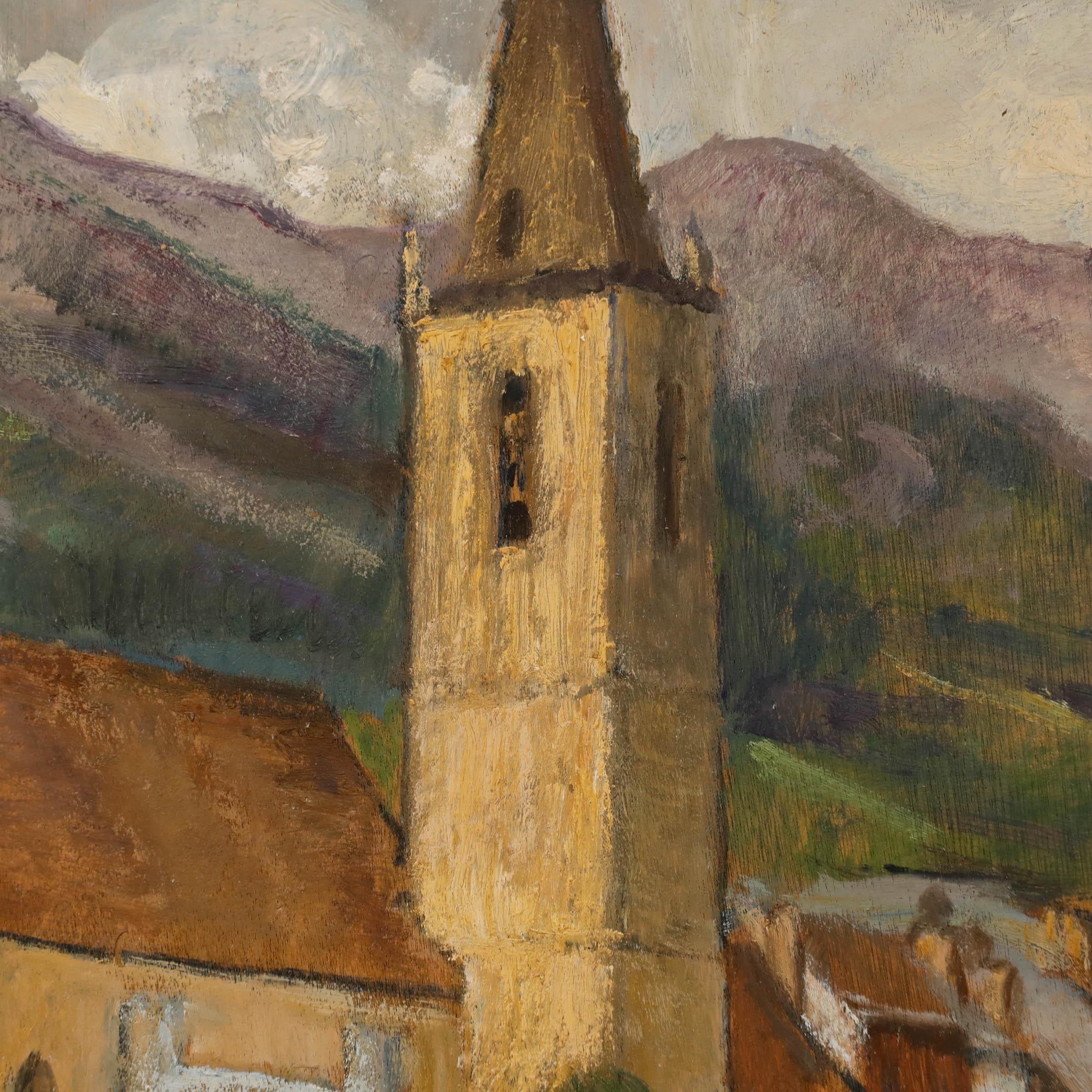 Cecile Hertz-Eyrolles (1875-1974) - Öl, Dorf in den Bergen im Angebot 1