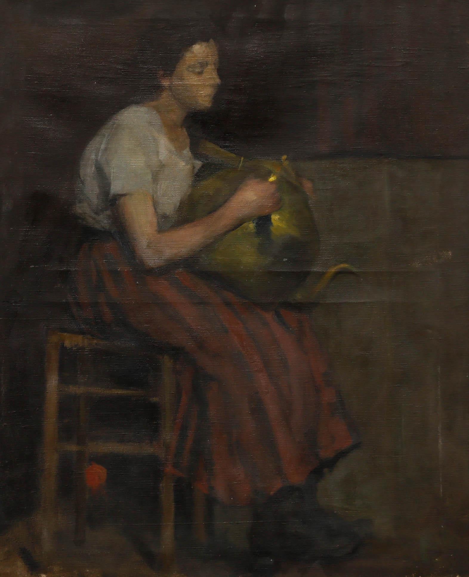 Cecil Hertz-Eyrolles (1875-1974) - Olio, Donne con il Samovar d'ottone - Painting di Unknown
