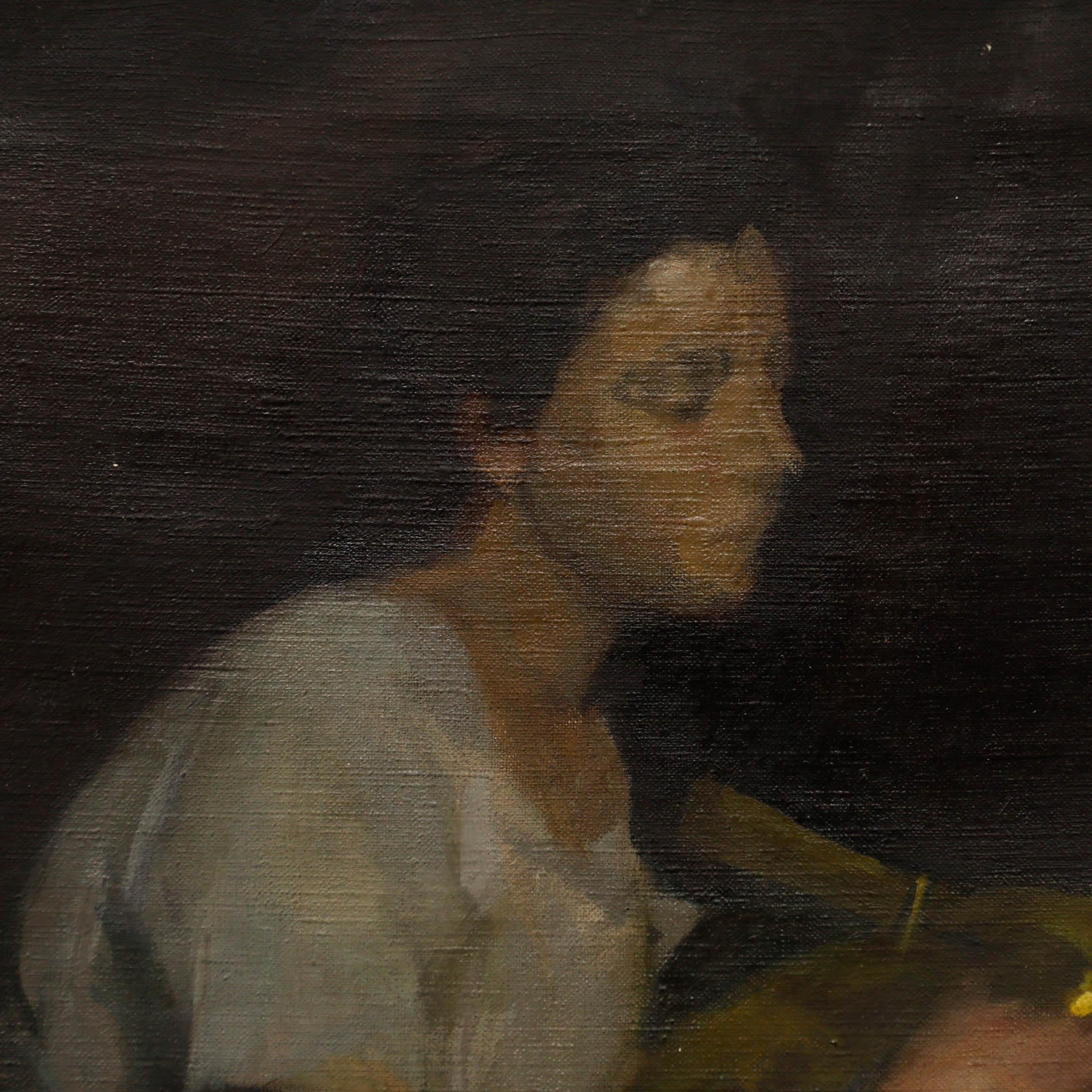 Cecil Hertz-Eyrolles (1875-1974) - Olio, Donne con il Samovar d'ottone in vendita 1