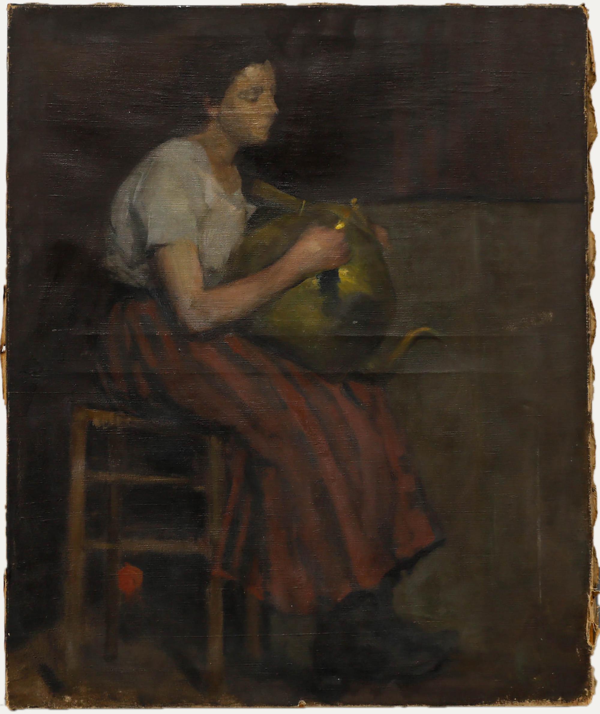 Portrait Painting di Unknown - Cecil Hertz-Eyrolles (1875-1974) - Olio, Donne con il Samovar d'ottone