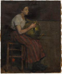 Antique Cecile Hertz-Eyrolles (1875-1974) - Oil, Women with the Brass Samovar