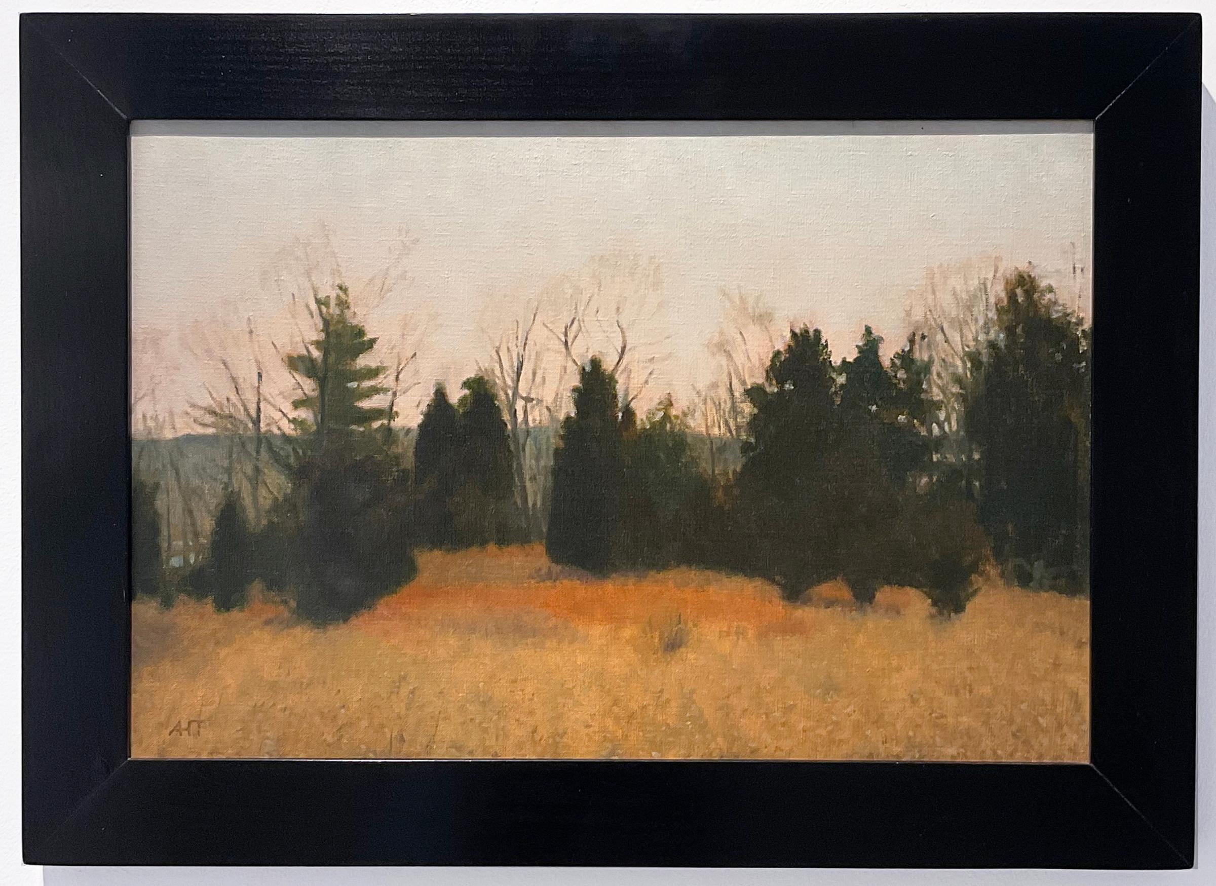 Cedars, Greenport (Contemporary Winter Landscape Painting, Framed) For Sale 1