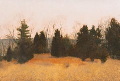 Cedars, Greenport (Contemporary Winter Landscape Painting, Framed)